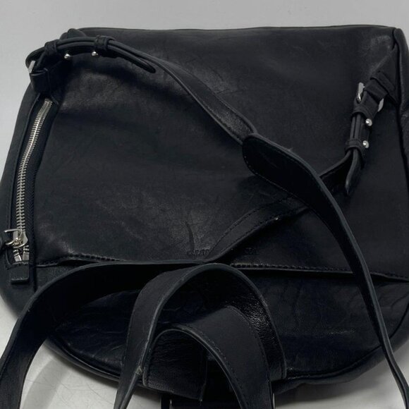 Vince Camuto Womens Adler Black Leather Adjustable Strap Zipper Bookbag Backpack main image 4